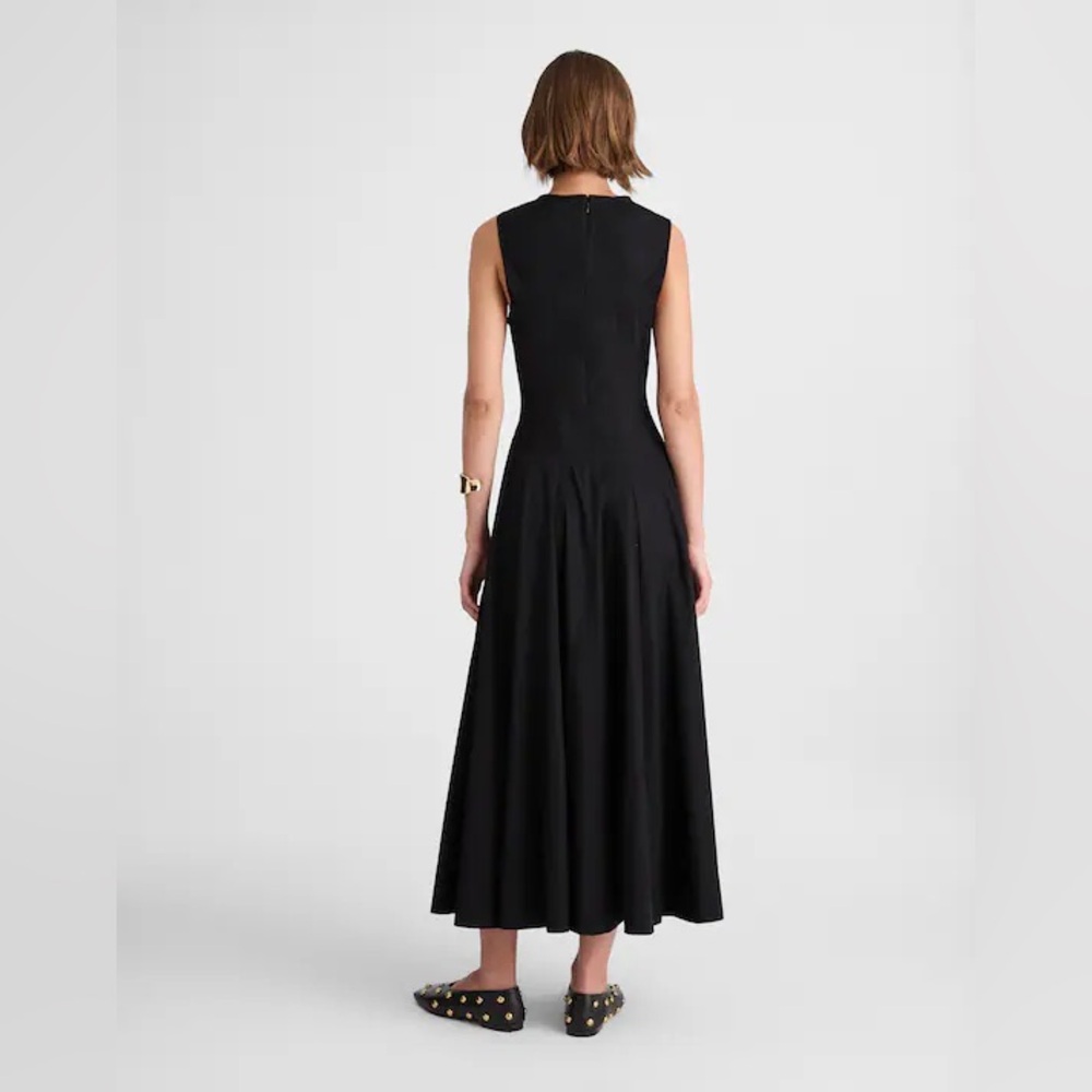 Madewell NWT V-Neck Circle Midi Dress Jet Black - Picture 4 of 9
